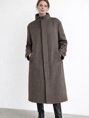 Bernardo Textured Brown Long Trench Coat Sz XXL NWT